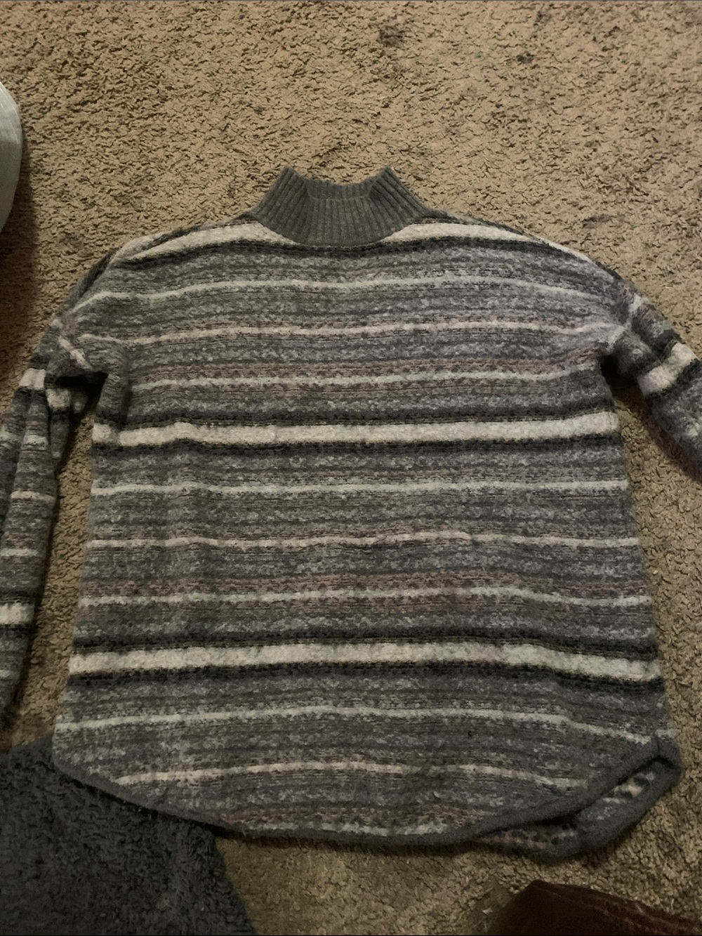American Eagle Outfitters Gray Striped Turtleneck Sweater